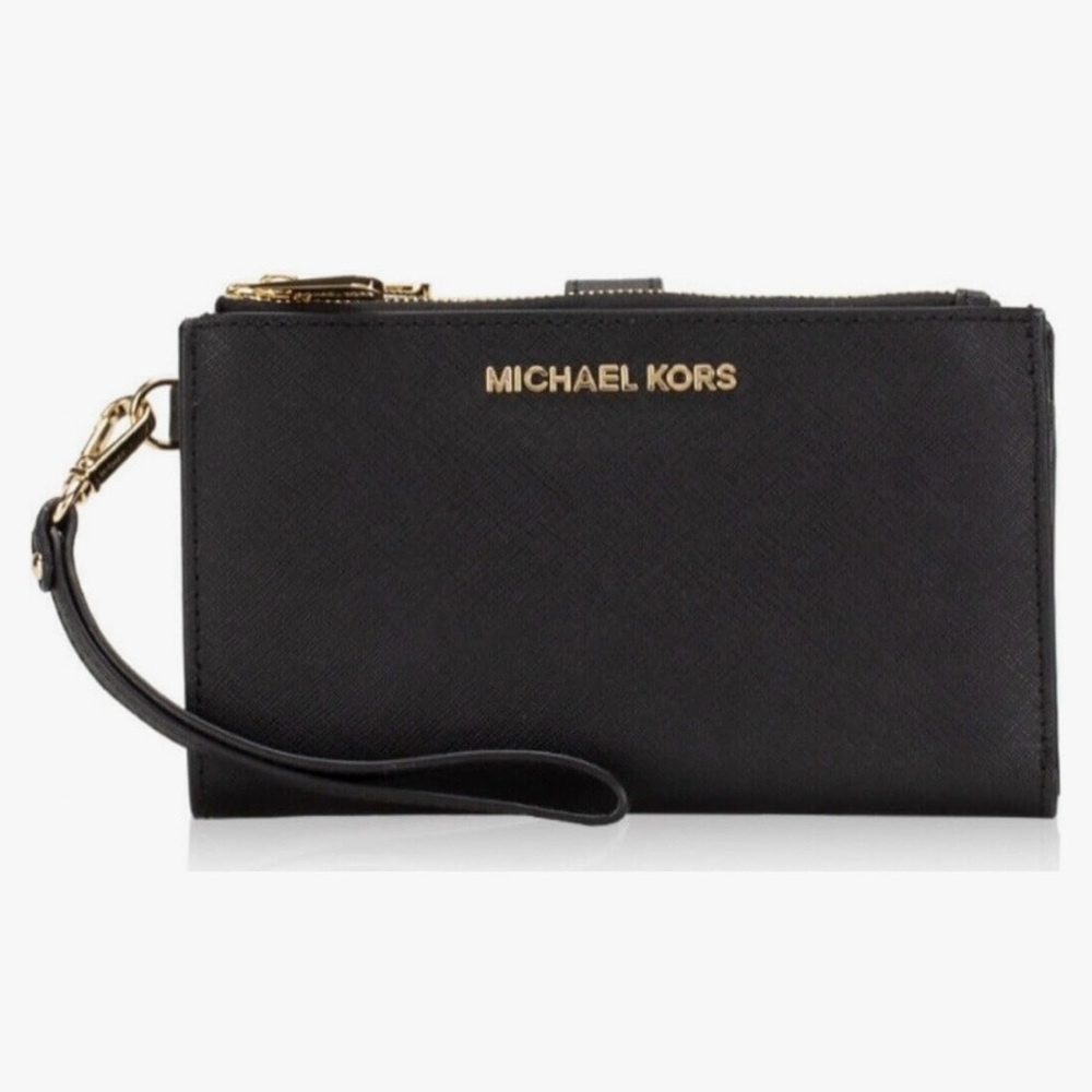 MICHAEL Michael Kors Jet Set Travel Large Double Zip Wristlet Black